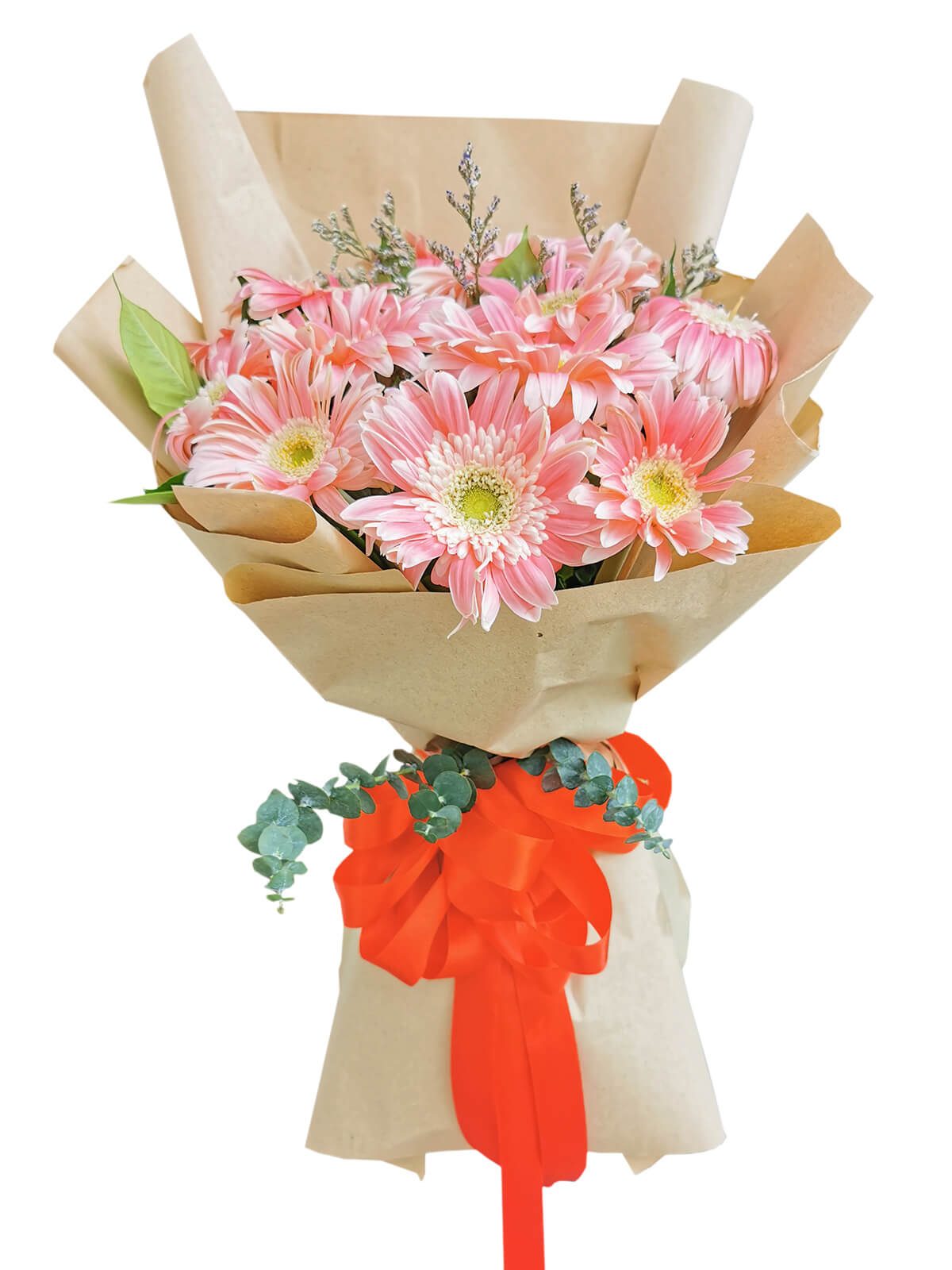 10 PINK Gerbera Kraft Paper