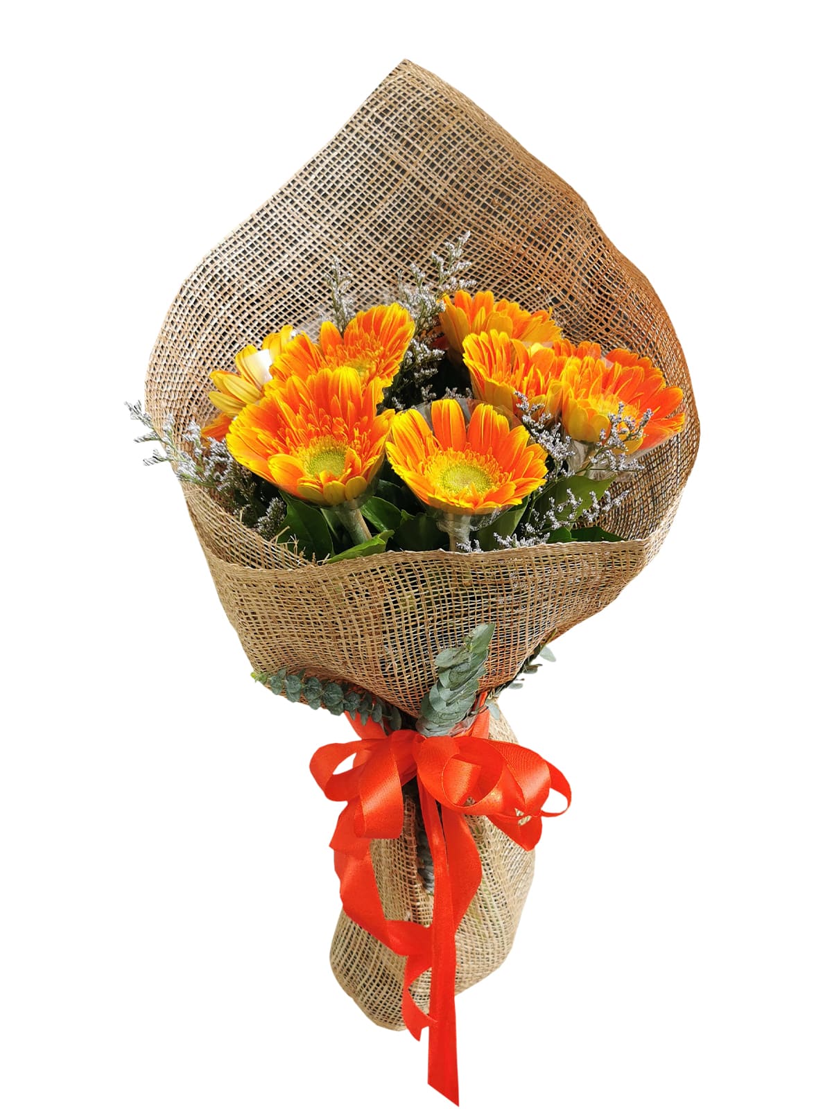 ORANGE Gerbera Burlap ph