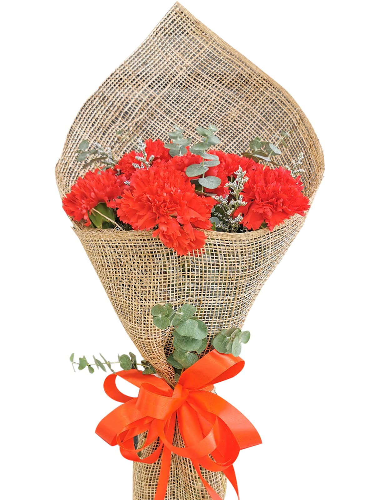 RED Carnation Burlap ph