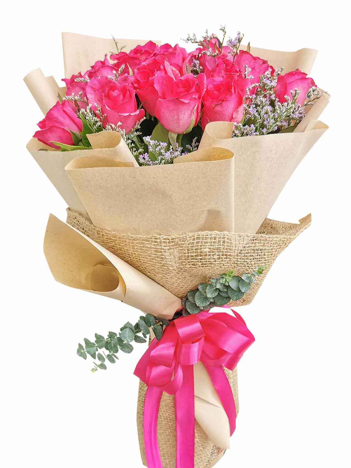 Pink Roses 24 Kraft Jute