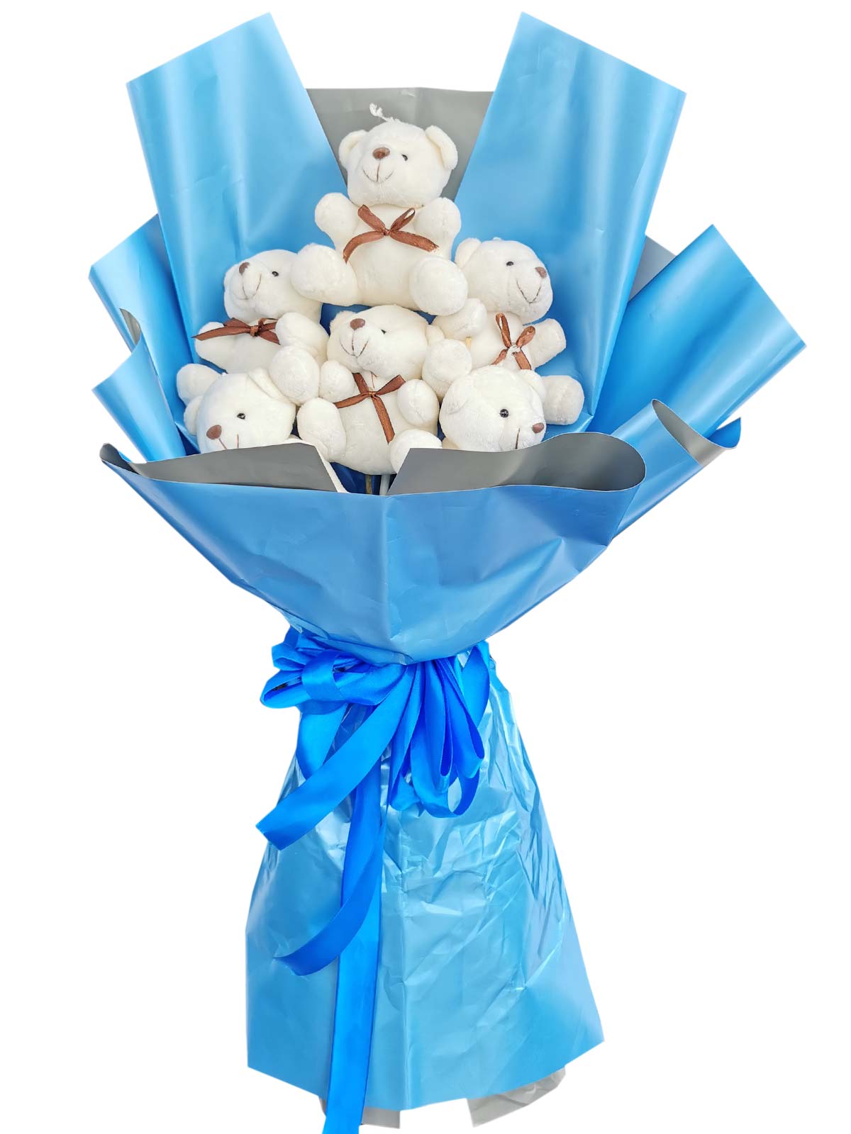 Small White Bears 6 Blue Silver