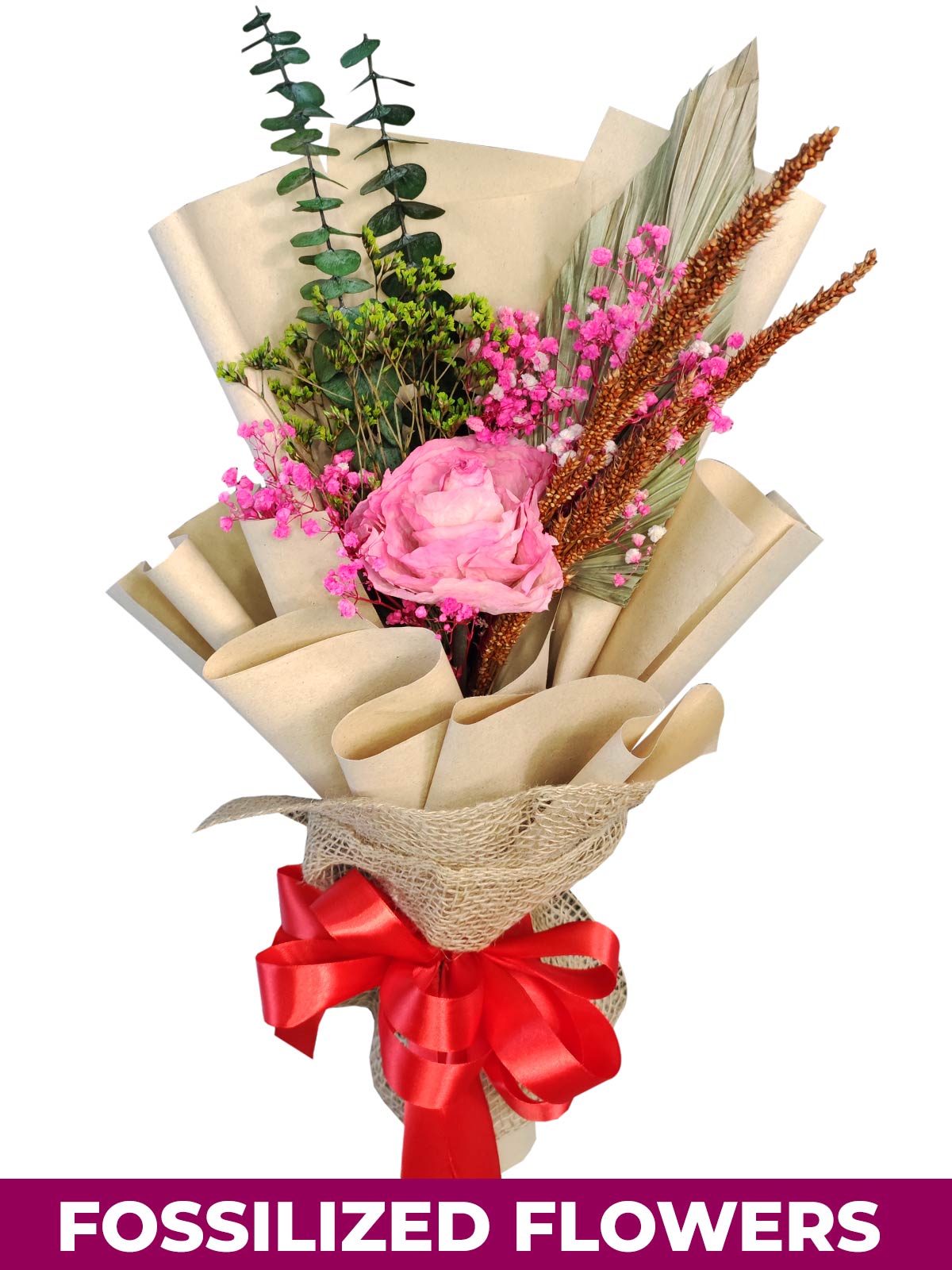 1 Dried Pink Rose Kraft Jute Province