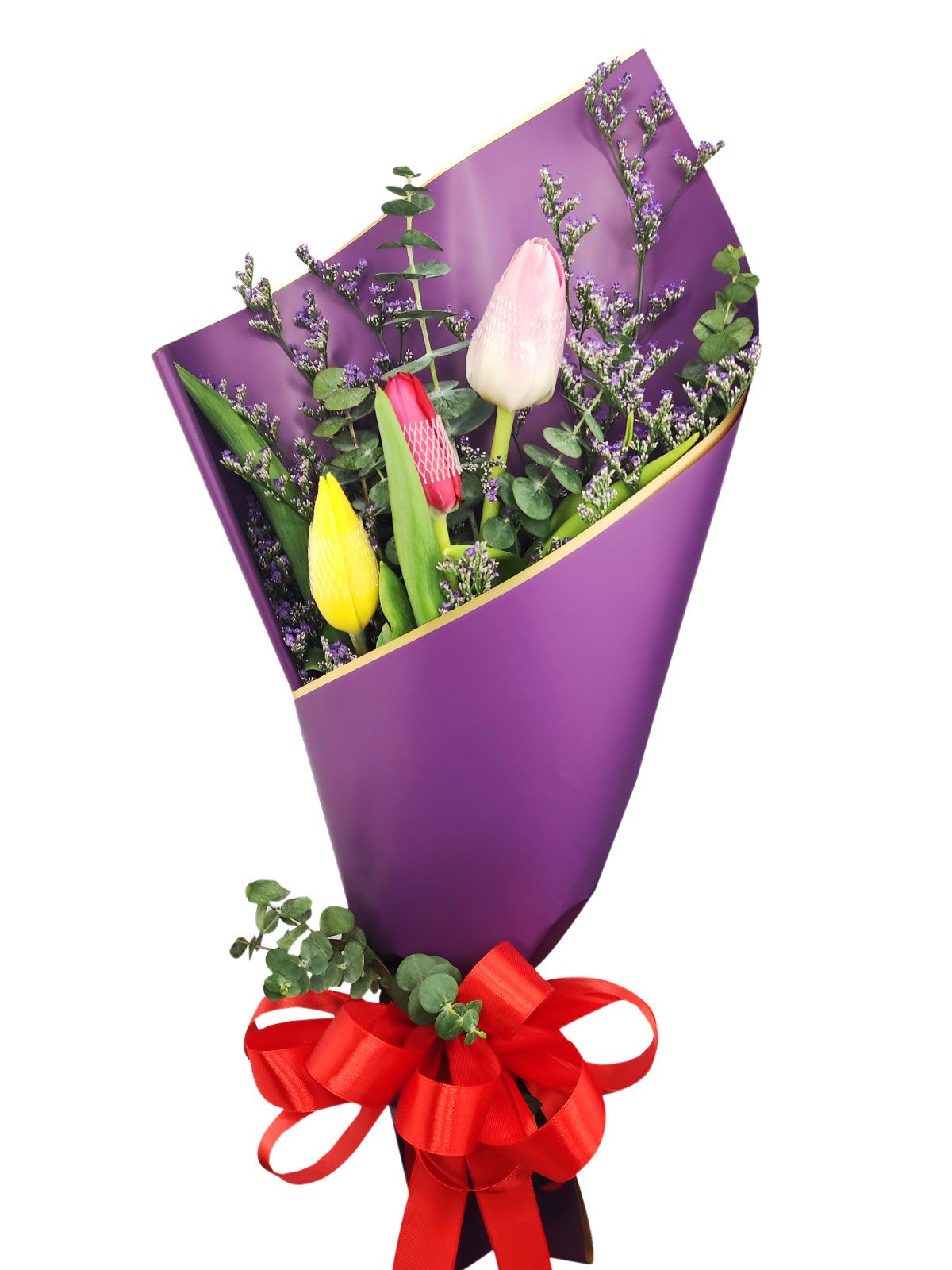 6 mixed tulips purple/gold