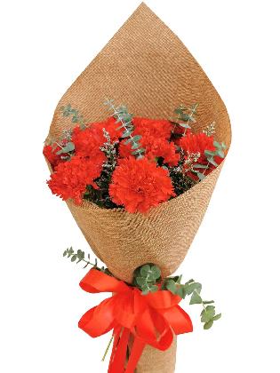 RED Carnation Burlap ch