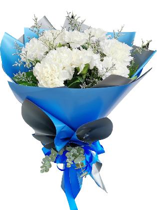 WHITE Carnation Korean Blue Silver