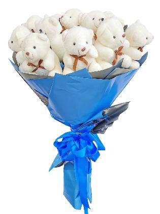 Small White Bears 12 Blue Silver