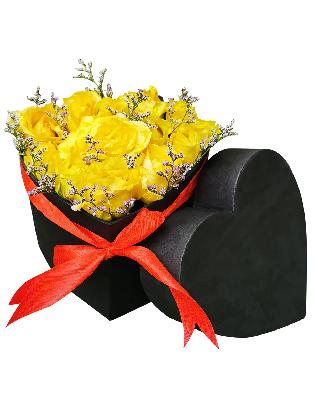 Yellow Roses Heart Love Box