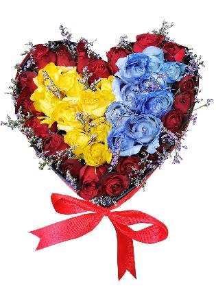 Mixed Roses Heart Love Box