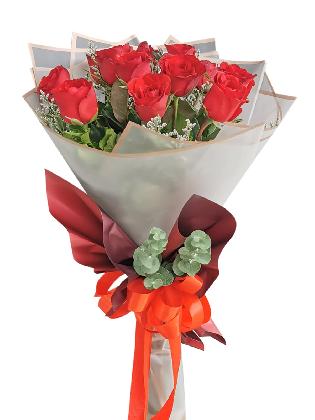 12 pcs red rose, white wrapper