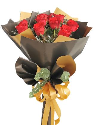 12 pcs red rose, black wrapper